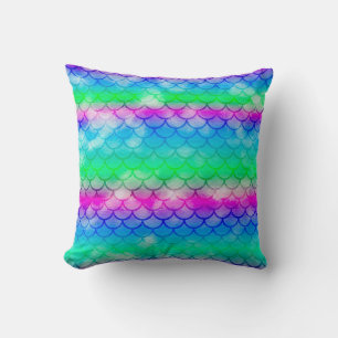 Beautiful colorful mermaid motifs throw pillow