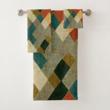 Beautiful Colorful Modern Pattern Bath Towels Set
