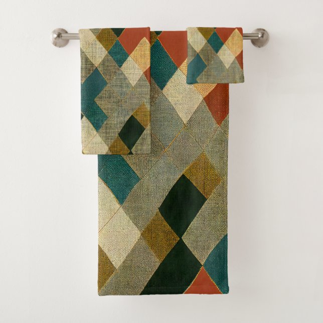Beautiful Colorful Modern Pattern Bath Towels Set (Insitu)