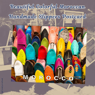 Beautiful Colorful Moroccan Handmade Slippers Postcard
