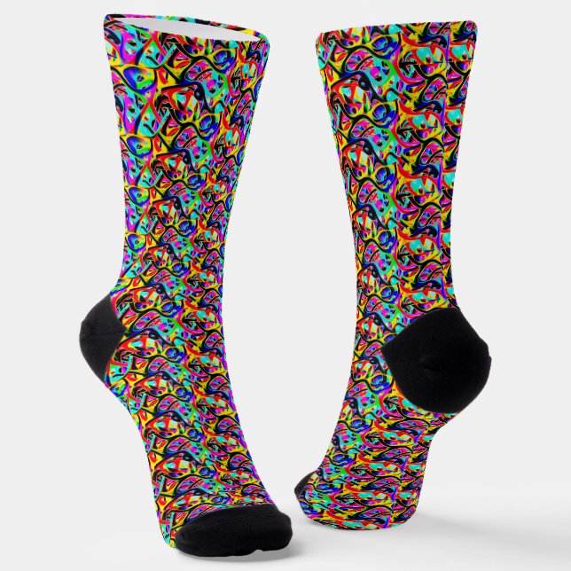 Beautiful Colorful Multi-Color Abstract Pattern Socks (Angled)