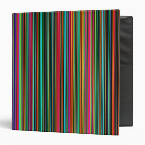 Beautiful Colorful Multicolored Stripe Pattern  3 Ring Binder