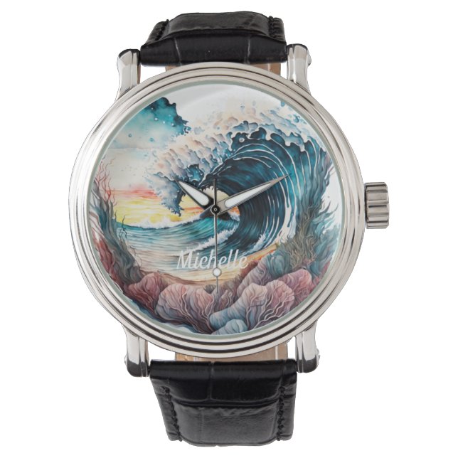 Beautiful Colorful Ocean Wave Watch (Front)