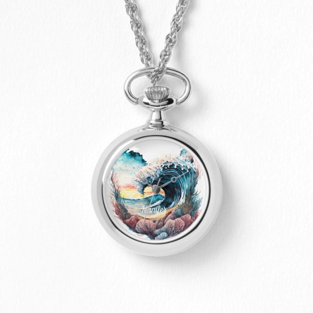 Beautiful Colorful Ocean Waves Watch (Front)