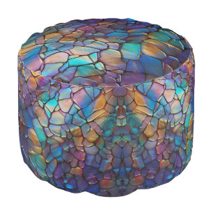 Beautiful Colorful Opal Gemstone Mix Pattern Pouf