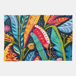 Beautiful, Colorful Otomi  Floral Art pattern.