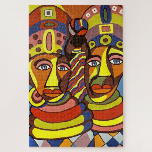 Beautiful colorful painting of 2 African woman Jigsaw Puzzle