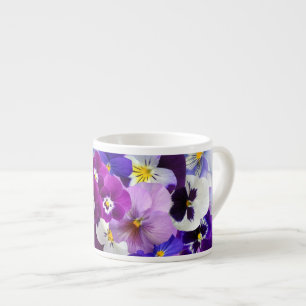 Beautiful Colorful Pansies Flowers Espresso Mug