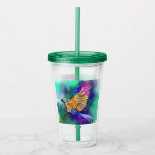 Beautiful Colorful Parrot Acrylic Tumbler