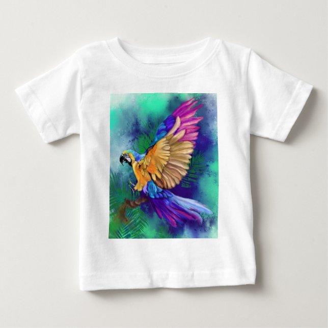 Beautiful Colorful Parrot Baby T-Shirt Painting (Front)