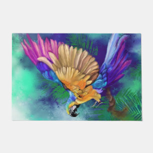 Beautiful Colorful Parrot Doormat