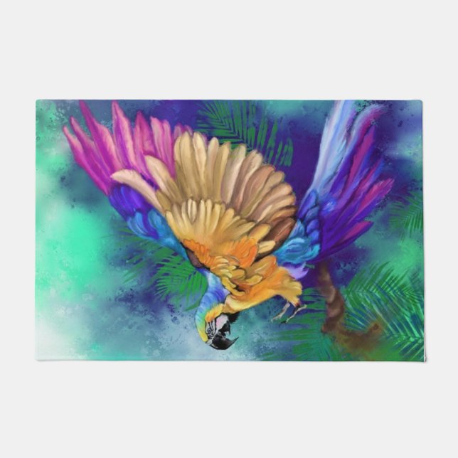 Beautiful Colorful Parrot Doormat (Front)
