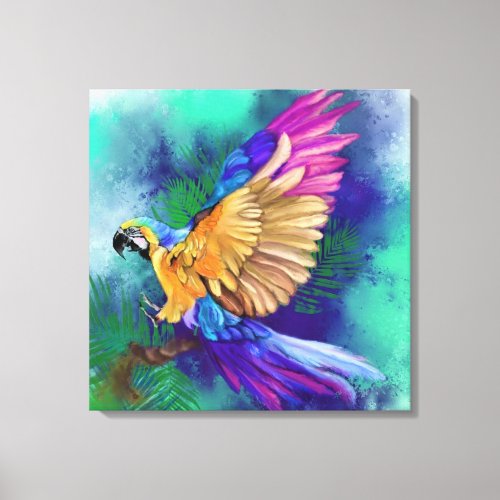 Beautiful Colorful Parrot _ Migned Watercolor Art  Canvas Print