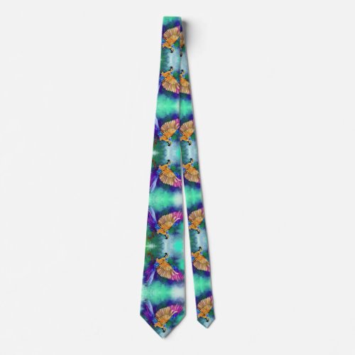Beautiful Colorful Parrot _ Migned Watercolor Art  Neck Tie