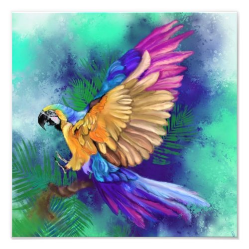 Beautiful Colorful Parrot _ Migned Watercolor Art  Photo Print