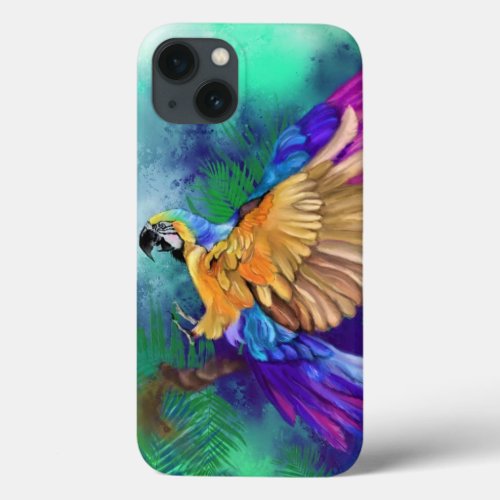Beautiful Colorful Parrot Painting iPhone 13 Case