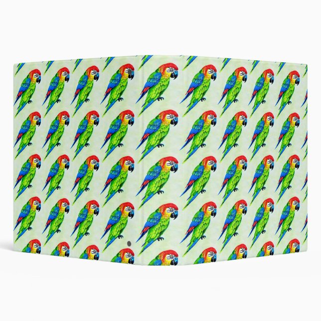 Beautiful Colorful Parrot Pattern 3 Ring Binder (Background)