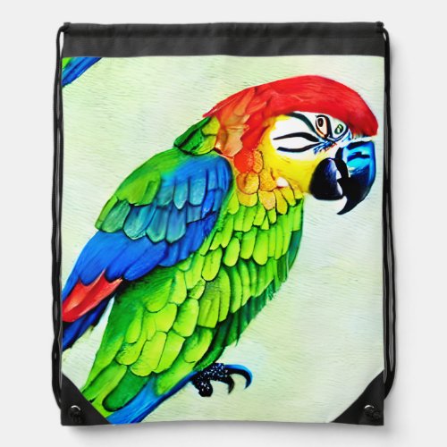Beautiful Colorful Parrot Pattern  Drawstring Bag