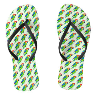 Beautiful Colorful Parrot Pattern Flip Flops