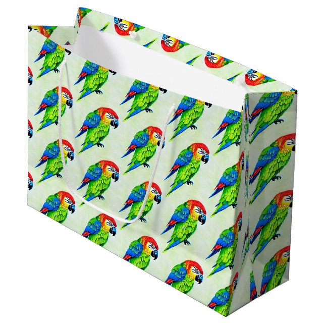Beautiful Colorful Parrot Pattern  Large Gift Bag (Front Angled)