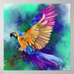 Beautiful Colorful Parrot Poster - Watercolor