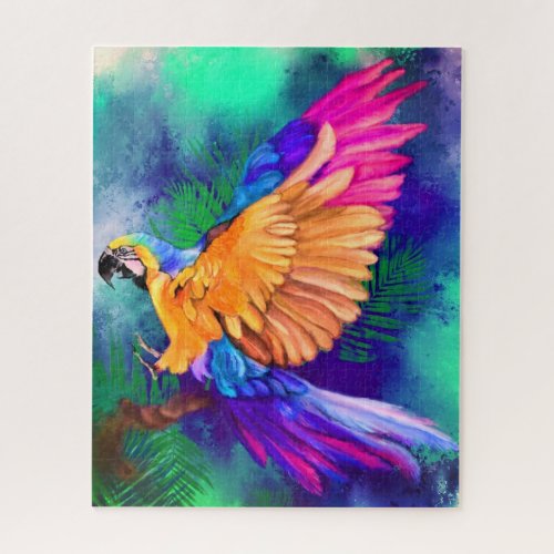 Beautiful Colorful Parrot Puzzle Watercolor