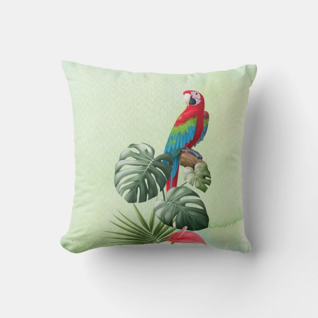 Beautiful colorful Parrot Tropical Flowers  Throw Pillow (Front)