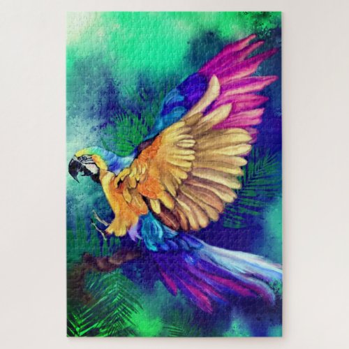 Beautiful Colorful Parrot Watercolor Puzzle