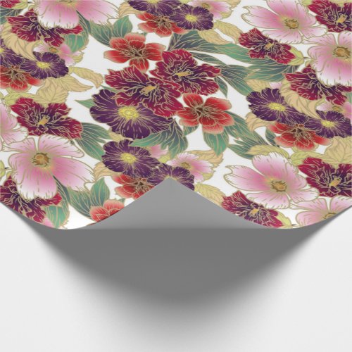 Beautiful Colorful Pattern with Floral Elements  Wrapping Paper