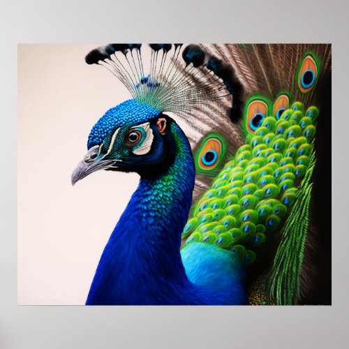 Beautiful Colorful Peacock Peafowl Bird Wildlife P Poster