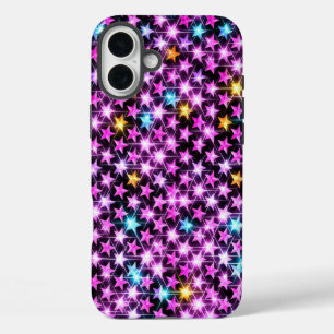 beautiful colorful purple shiny stars iPhone 16 plus case