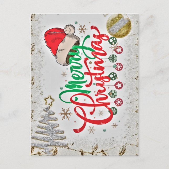 Beautiful Colorful Red Merry Christmas New Year Postcard (Front)