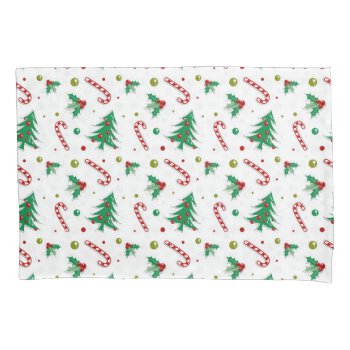 Beautiful Colorful Retro Christmas Holiday Pillow Case by All_About_Christmas at Zazzle