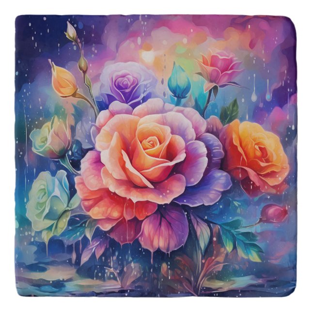 Beautiful Colorful Roses Trivet (Front)