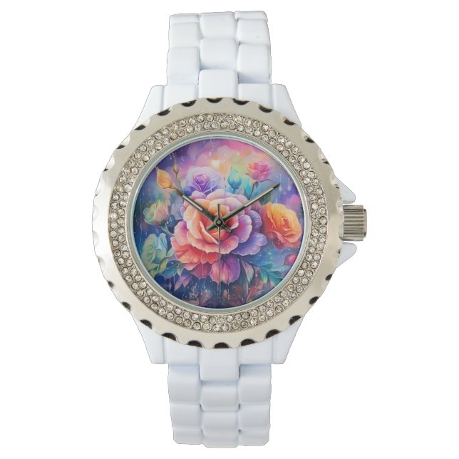 Beautiful Colorful Roses Watch (Front)