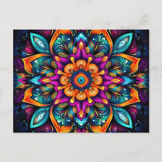 Beautiful Colorful Sacred Geometry Mandala Art Postcard (Front)