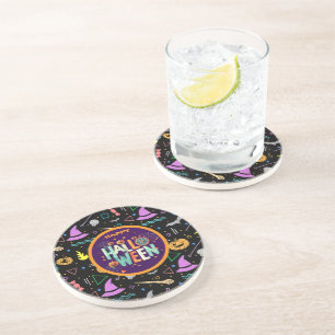 Beautiful Colorful Scary Halloween Patterns Coaster