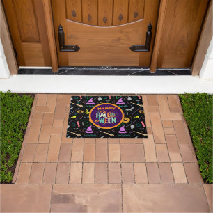 Beautiful Colorful Scary Halloween Patterns Doormat