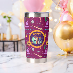 Beautiful Colorful Scary Halloween Patterns Insulated Tumbler