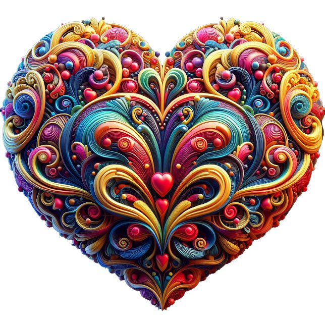 Beautiful Colorful Scroll Heart Valentine Holiday Card
