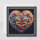 Beautiful Colorful Scroll Heart Valentine Holiday Card (Front)