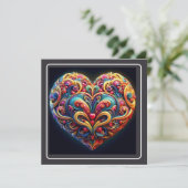 Beautiful Colorful Scroll Heart Valentine Holiday Card (Standing Front)