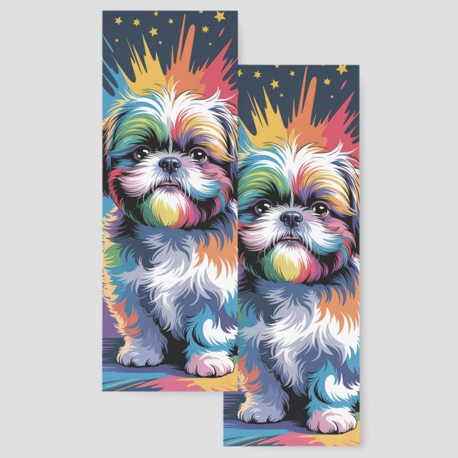  Beautiful Colorful Shih-tzu Dog Bookmarks (Front & Back)