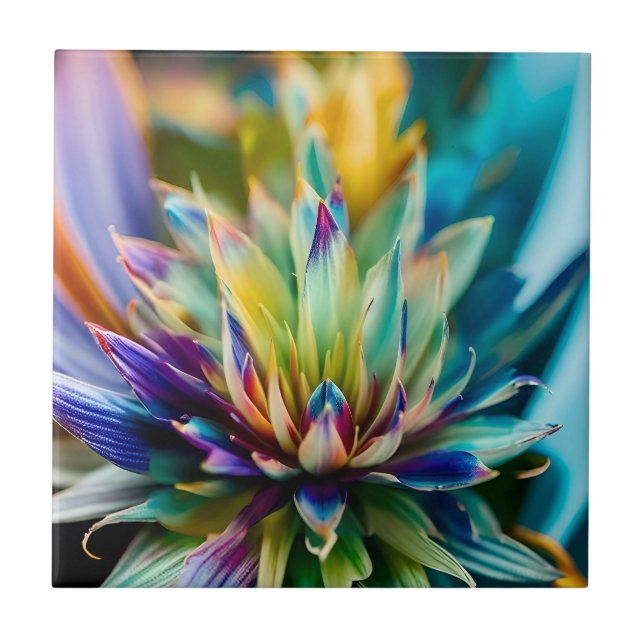 Beautiful Colorful Succulent Ceramic Tile (Front)
