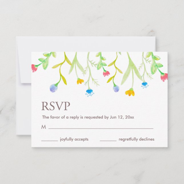 Beautiful Colorful Summer Flowers RSVP Card (Front)