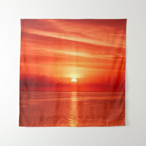 Beautiful colorful sunrise at the sea with dramati tapestry