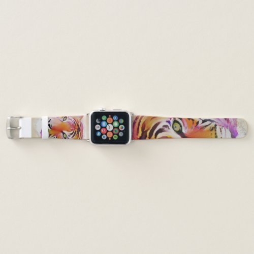 Beautiful Colorful Tiger Watercolor painting Apple Watch Band