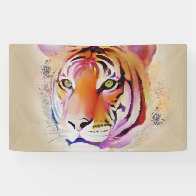 Beautiful Colorful Tiger Watercolor painting Banner (Horizontal)