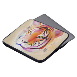 Beautiful Colorful Tiger Watercolor painting Laptop Sleeve