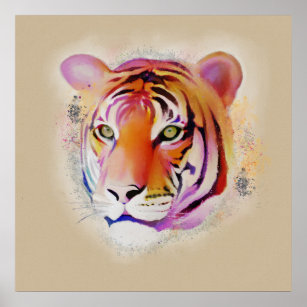 watercolor rainbow tiger